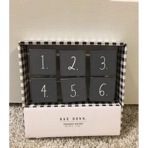 Rae Dunn Numbered Drawer Knobs Set Of 6 Grey & White 1.75 In Decorative Hardware